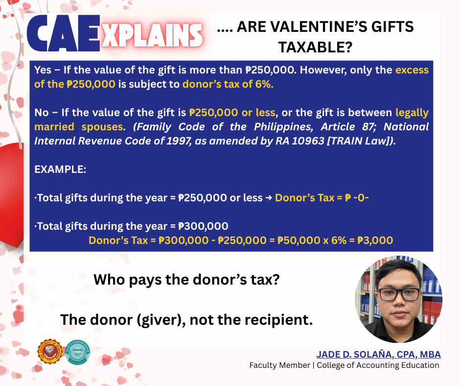 Image for CAEXPLAINS | ❤️ Valentine’s Gifts and Donor’s Tax: What You Should Know